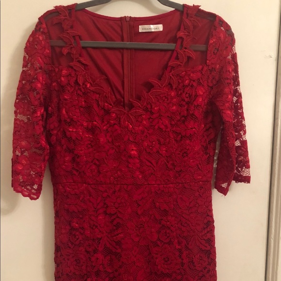 Dresses & Skirts - Gorgeous Red Lace Sleeve Dress